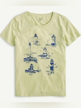 J. Crew vintage cotton knit goods lighthouse Beachy coastal graphic tee shirt